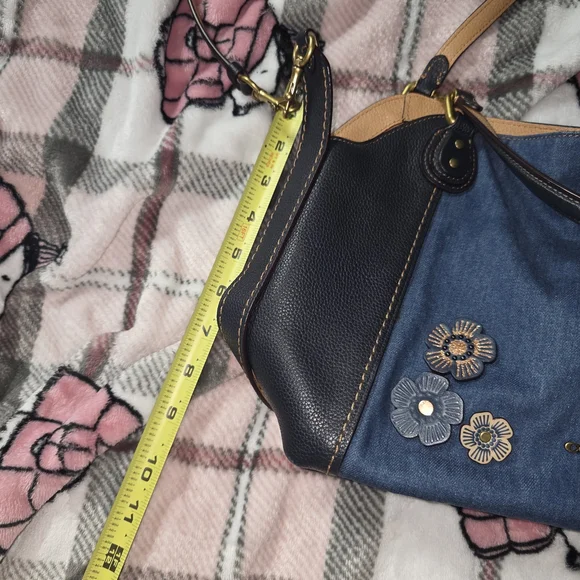 Coach Denim and Black Floral Crossbody Bag - Picture 7 of 15